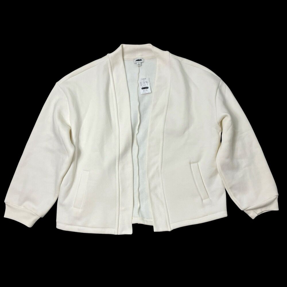 J Crew Cardigan Womens‎ S Ivory Cotton Blend Knit Open Front Jacket Soft CL515